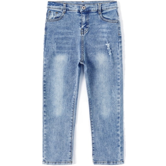 KIDSCOOL Toddler Denim Jeans Unisex Kids Slim Straight Pants Casual Trousers,Light Blue,5-6 Years