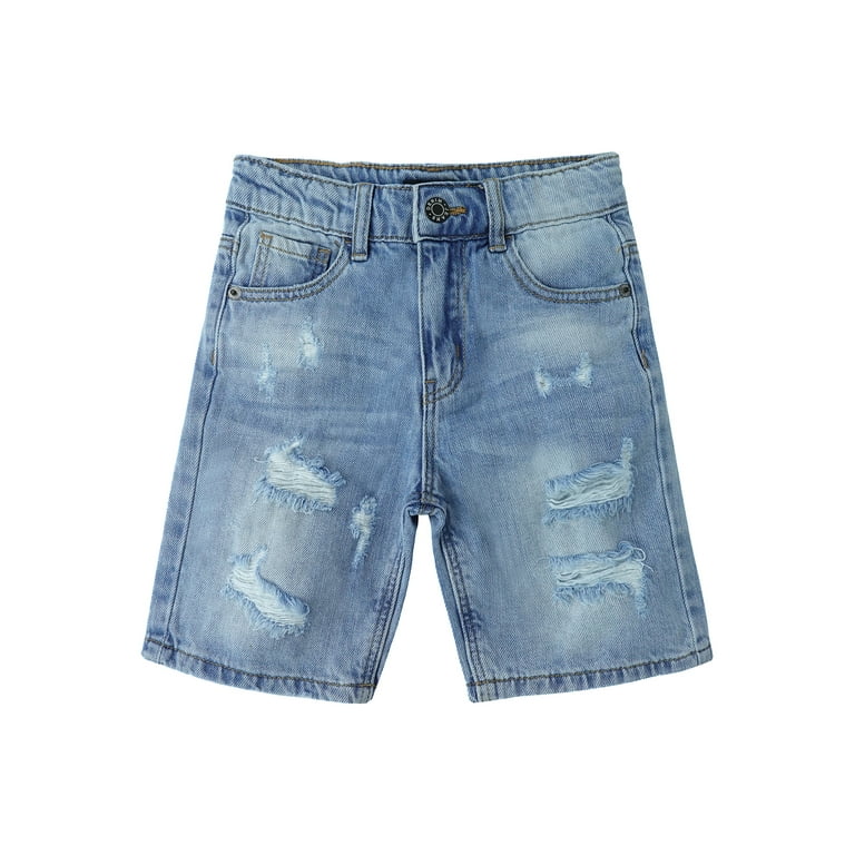 KIDSCOOL SPACE Little Boys Denim Shorts,Elastic Waistband Inside
