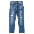 thumbnail image 1 of KIDSCOOL SPACE Little Boys Jeans,Elastic Band Inside Ripped Slim Fit Denim Pants,Light Blue,6-7 Years, 1 of 6