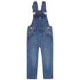thumbnail image 1 of KIDSCOOL SPACE Little Boys Slim Fit Jeans, Flap Bib Pocket Fashion Denim Overalls,Light Blue,5-6 Years, 1 of 6