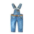 thumbnail image 1 of KIDSCOOL SPACE Little Girl Boy Fashionalble Jean Overalls,Toddler Ripped Denim Cute Slim Pants,Light Blue,4-5 Years, 1 of 4