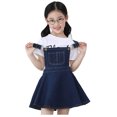 thumbnail image 1 of KIDSCOOL SPACE Little Girl Boy Fashionalble Jean Overalls,Toddler Ripped Denim Cute Slim Pants,Light Blue,5-6 Years, 1 of 6