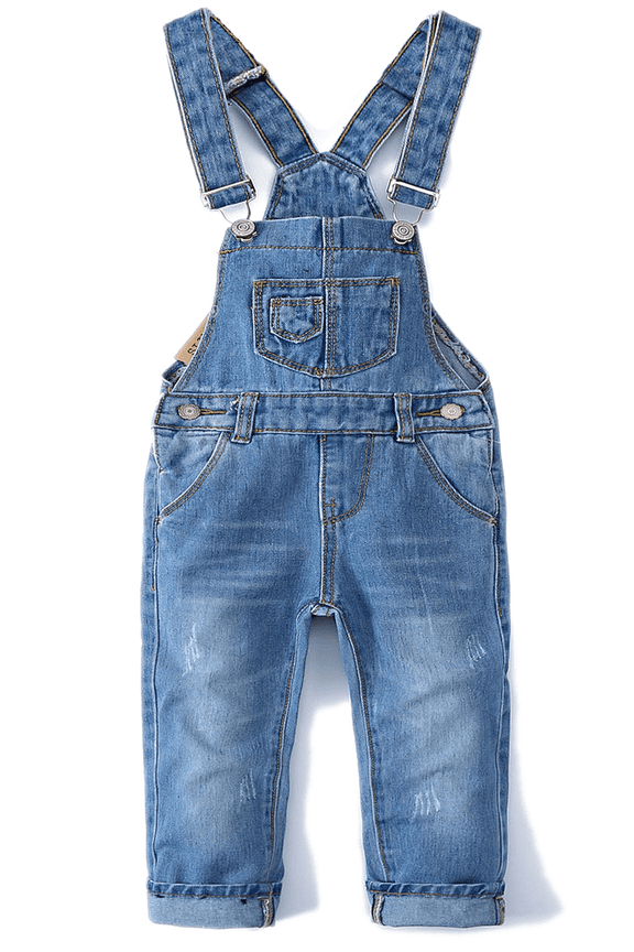 Little Girl Boy Denim Overalls,Toddler Little Kids Workwear Pants,Light Blue,18-24 Months