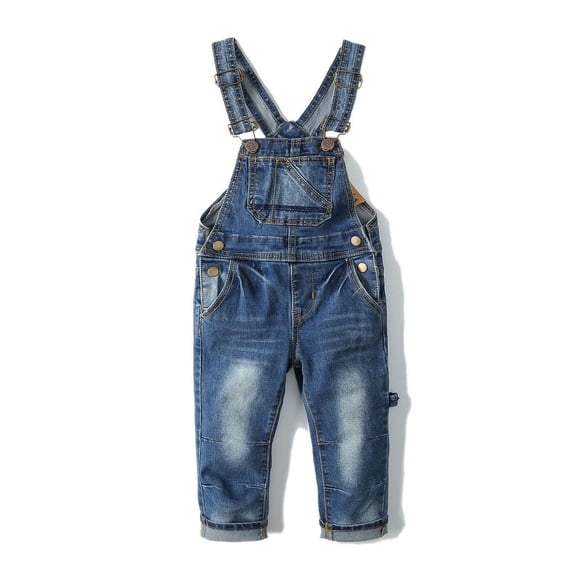 KIDSCOOL SPACE Little Girl Boy Ripped Denim Cute Slim Pants Jean Overalls,18-24 Months