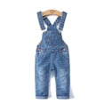 thumbnail image 1 of KIDSCOOL SPACE Little Girl Boy Denim Overalls,Toddler Little Kids Workwear Pants,Light Blue,6-7 Years, 1 of 9