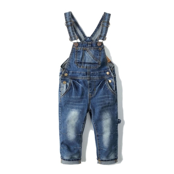 KIDSCOOL SPACE Little Girl Boy Ripped Denim Cute Slim Pants Jean Overalls,9-12 Months
