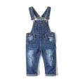 thumbnail image 1 of KIDSCOOL SPACE Little Girl Boy Ripped Denim Cute Slim Pants Jean Overalls,Deep Blue,6-12 Months, 1 of 9