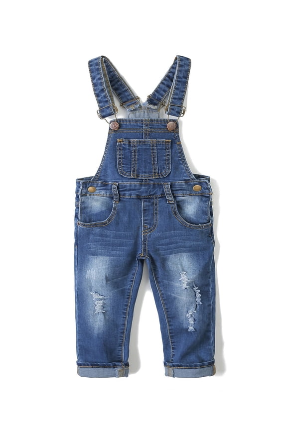 Little Girl Boy Ripped Denim Cute Slim Pants Jean Overalls,Deep Blue,6-12 Months