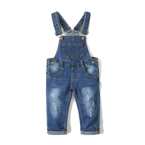 Little Girl Boy Ripped Denim Cute Slim Pants Jean Overalls,Deep Blue,6-12 Months