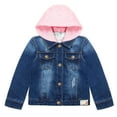 thumbnail image 1 of KIDSCOOL SPACE Little Girl Pink Detachable Hood Flower Embroidered Jean Jacket Female 6T, 1 of 7