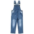 thumbnail image 1 of KIDSCOOL SPACE Little Girl Ripped Denim Overalls, Adjustable Elastic Waistand Inside Stretch Jeans Jumpsuit,Light Blue,3-4 Years, 1 of 8