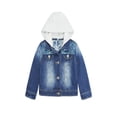 thumbnail image 1 of KIDSCOOL SPACE Little Girl White Detachable Hood Flower Embroidered Jean Jacket,White Cap,13-14 Years, 1 of 7