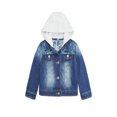 thumbnail image 1 of KIDSCOOL SPACE Little Girl White Detachable Hood Flower Embroidered Jean Jacket,White Cap,13-14 Years, 1 of 7