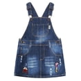 thumbnail image 1 of KIDSCOOL SPACE Little Girls Big Bib Pocket Color Sequins Ripped Jeans Overall Dress,Blue,2-3 Years, 1 of 7