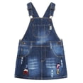 thumbnail image 1 of KIDSCOOL SPACE Little Girls Big Bib Pocket Color Sequins Ripped Jeans Overall Dress,Blue,5-6 Years, 1 of 7