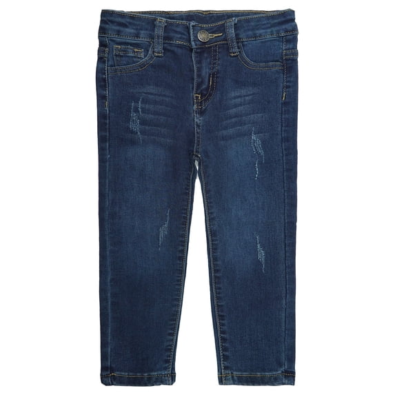 KIDSCOOL SPACE Little Girls Boys Jeans,Elastic Band Inside Ripped Straight Fit Stretchy Soft Denim Pants,5-6 Years