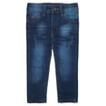 thumbnail image 1 of KIDSCOOL SPACE Little Girls Boys Jeans,Elastic Band Inside Ripped Straight Fit Stretchy Soft Denim Pants,Deep Blue,5-6 Years, 1 of 6