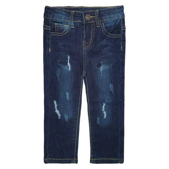 KIDSCOOL SPACE Little Girls Boys Jeans,Elastic Band Inside Ripped Stretchy Soft Thin Summer Denim Slim Pants,3-4 Years