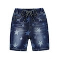 thumbnail image 1 of KIDSCOOL SPACE Little Girls Boys Jeans Shorts,Allover Star Printed Stretchy Cute Summer Denim Pants,Blue,4-5 Years, 1 of 5