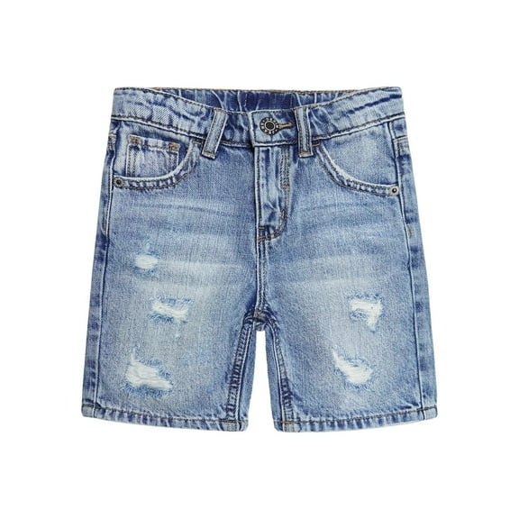 KIDSCOOL SPACE Little Girls Boys Jeans Shorts,Ripped Simple Design Cute Summer Denim Pants,Blue,4-5 Years