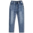 thumbnail image 1 of KIDSCOOL SPACE Little Girls Jeans, 5-14T Simple Design Boys Ribbed Waist Denim Pants,Light Blue,4-5 Years, 1 of 6