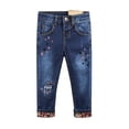 thumbnail image 1 of KIDSCOOL SPACE Little Girls Jeans, Colorful Stars Embroidered Slim Ripped Fashion Denim Pants,Blue,5-6 Years, 1 of 6