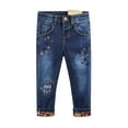 thumbnail image 1 of KIDSCOOL SPACE Little Girls Jeans, Colorful Stars Embroidered Slim Ripped Fashion Denim Pants,Blue,7-8 Years, 1 of 6