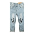 thumbnail image 1 of KIDSCOOL SPACE Little Girls Jeans,Cute Bunny Embroidered Slim Fashion Denim Pants,Light Blue,9-10 Years, 1 of 6