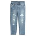 thumbnail image 1 of KIDSCOOL SPACE Little Girls Jeans,Elastic Band Inside Ripped Holes Denim Pants,5-6 Years, 1 of 6