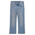 thumbnail image 1 of KIDSCOOL SPACE Little Girls Jeans,Elastic Band Inside Stretchy Micro Flared Boot Cut Denim Pants,Light Blue,5-6 Years, 1 of 6