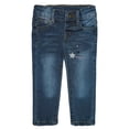 thumbnail image 1 of KIDSCOOL SPACE Little Girls Jeans,Ripped Color Stars Embroidered Strechy Denim Soft Slim Pants,Light Blue,4-5 Years, 1 of 6