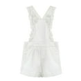 thumbnail image 1 of KIDSCOOL SPACE Little Girls Jeans Shorts,Ruffled Adjustable Straps Summer Denim Shortalls,White,4-5 Years, 1 of 6