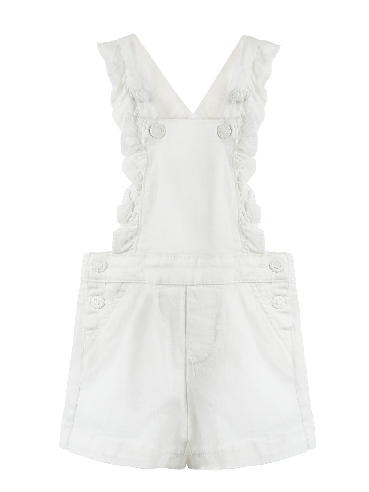 KIDSCOOL SPACE Little Girls Jeans Shorts,Ruffled Adjustable Straps