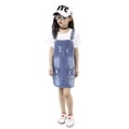 thumbnail image 1 of KIDSCOOL SPACE Little Girls Ripped Adjustable Denim Jean Overall Pinafore Dress,14-15 Years, 1 of 1