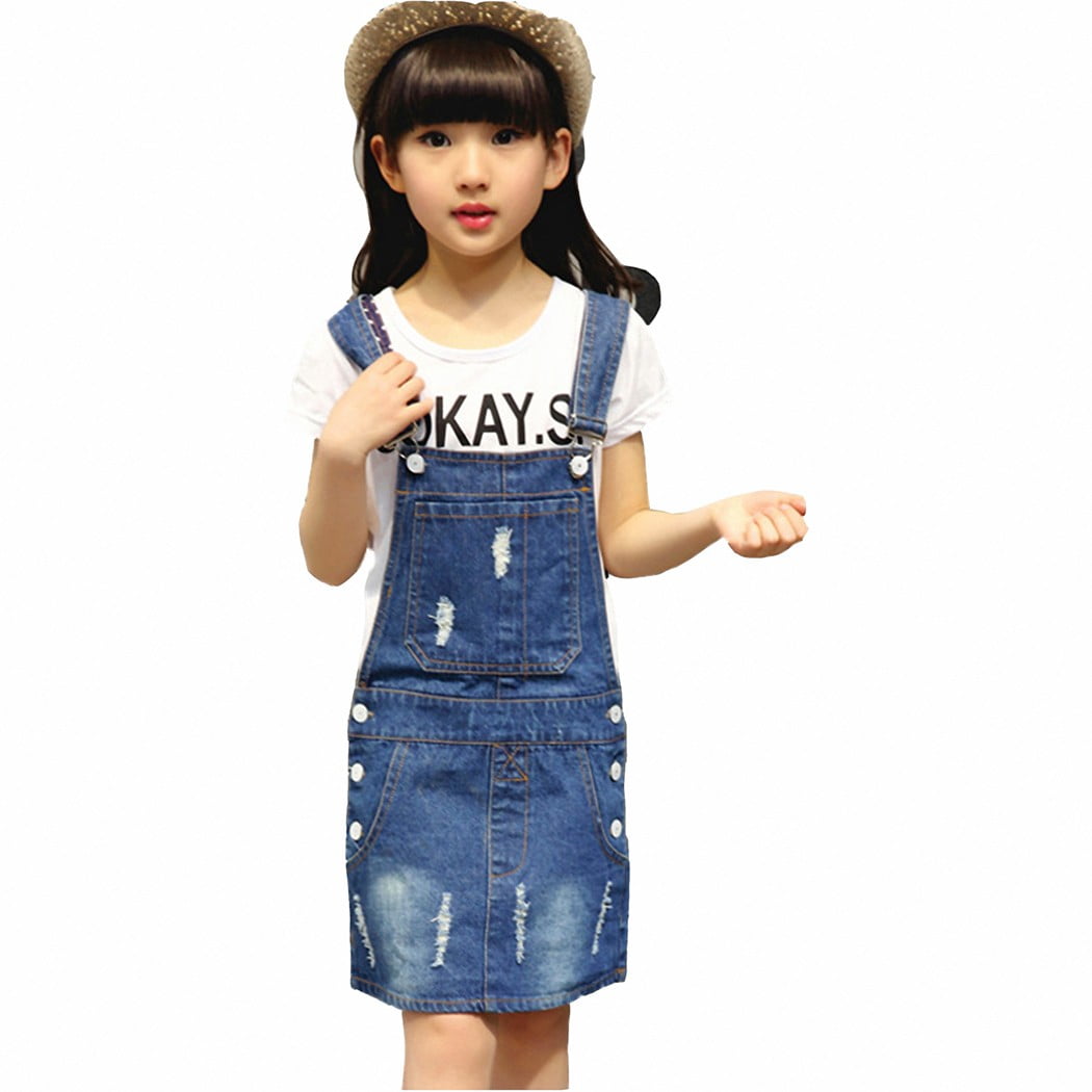 Denim Skort KIDSCOOL SPACE Little Girls Jean Overall Dress,Big
