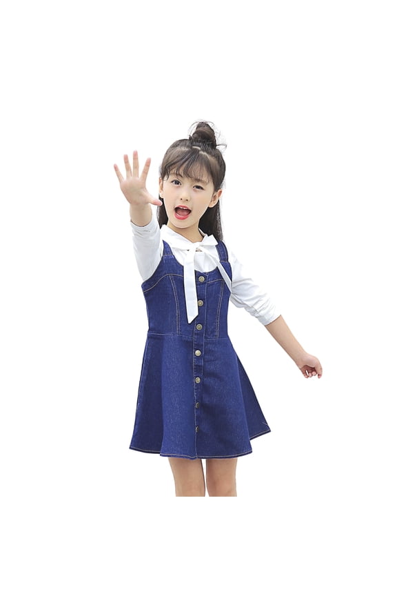 Little Girls Ripped Adjustable Jean Overall Denim Dress，4-5 Years
