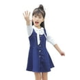 thumbnail image 1 of KIDSCOOL SPACE Little Girls Ripped Adjustable Jean Overall Denim Dress,6-7 Years, 1 of 8