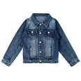 thumbnail image 1 of KIDSCOOL SPACE Little Kid Simple Jean Jacket, Stone Washed Soft Denim Coat Outfit,Deep Blue,3-4 Years, 1 of 6