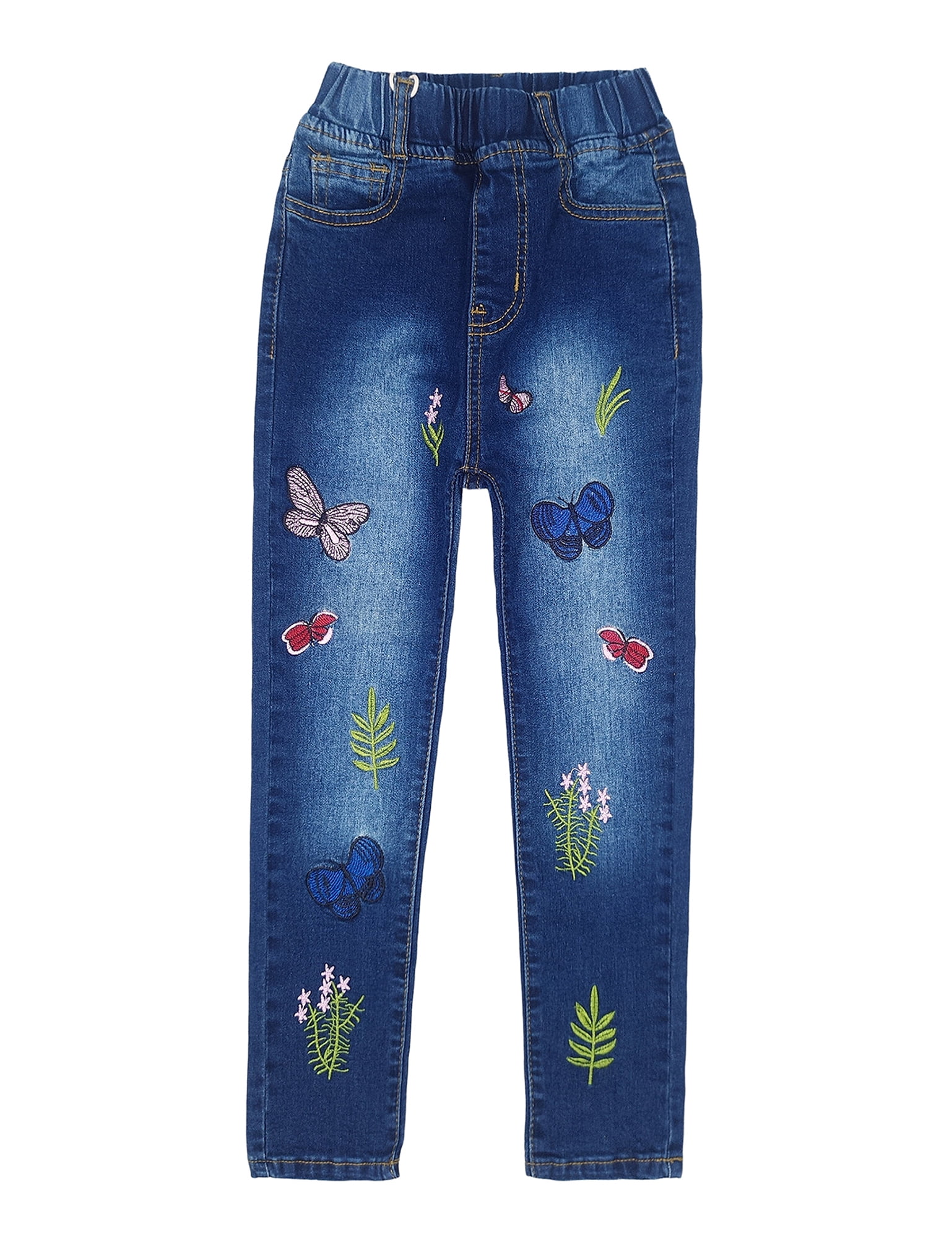 Elastic Denim Pants,11-12 Girls Jeans,Big Embroidered Girl Waist Years SPACE Little KIDSCOOL Bottom