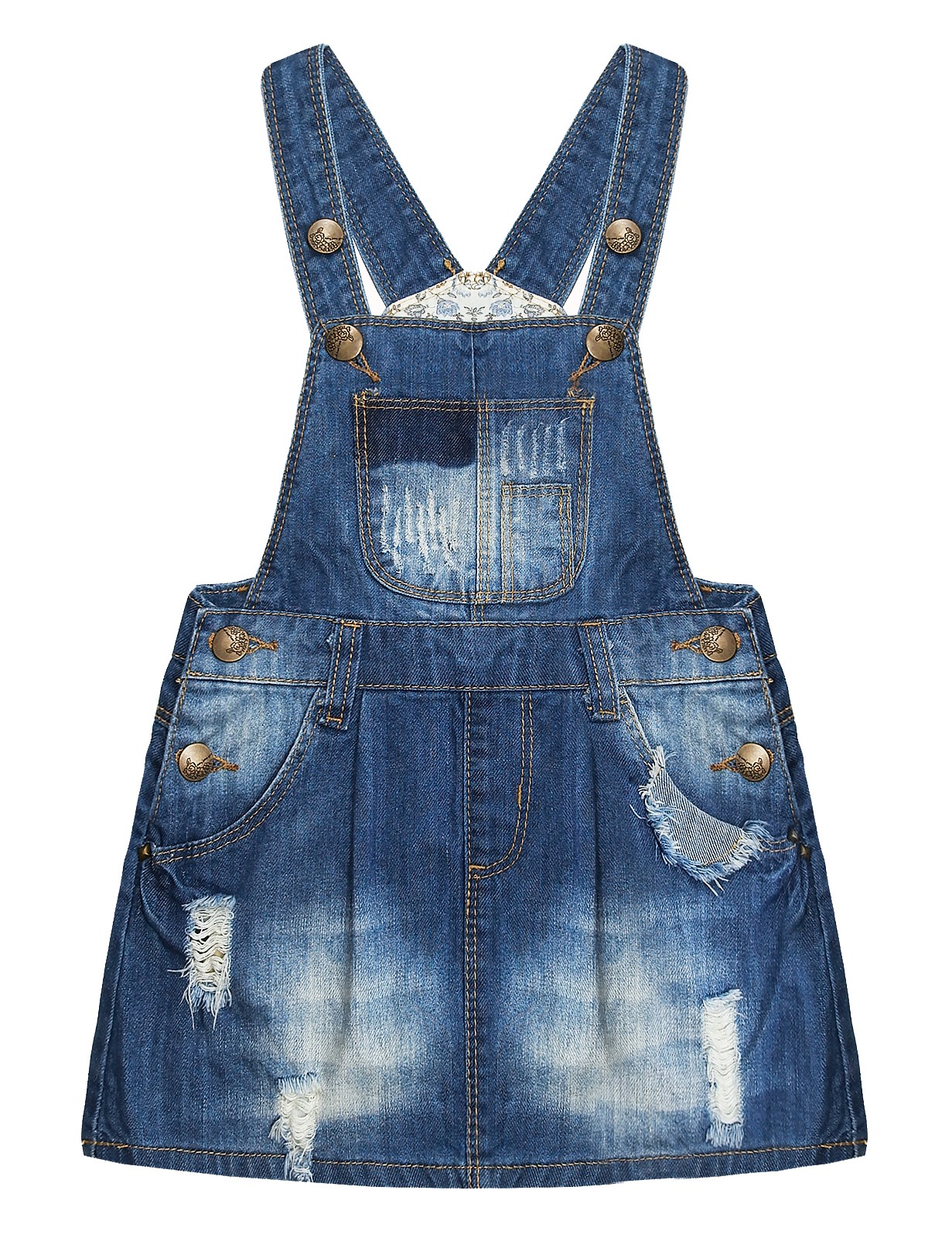 KIDSCOOL SPACE Toddler Girl Ripped Jean Overall Dress,Little Girl ...