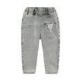 thumbnail image 1 of KIDSCOOL SPACE Toddler Little Kids Ripped Holes Elastic Waist Band Denim Jeans Pants,Grey,3-4 Grey, 1 of 5