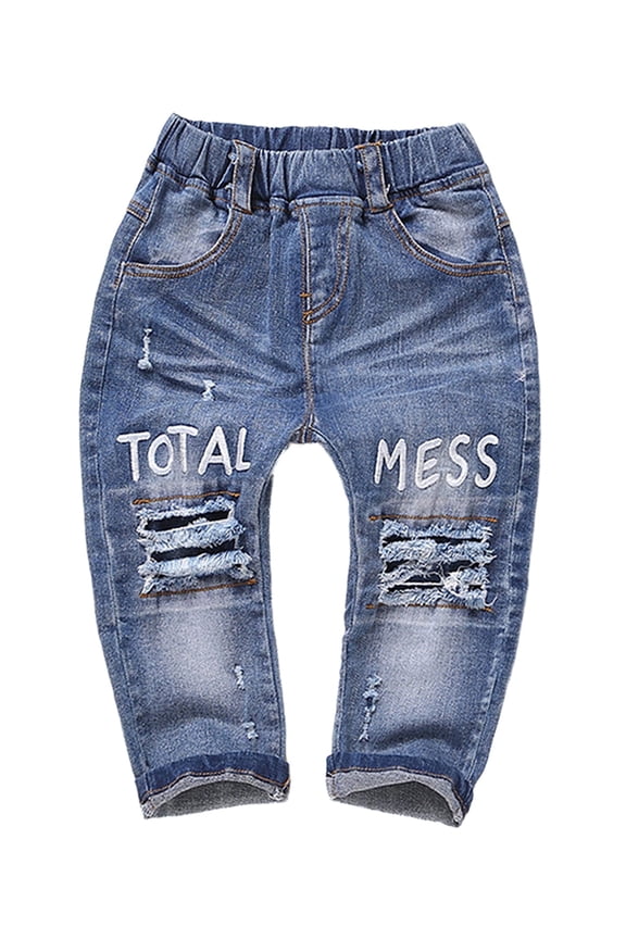 Toddler Ripped Casual Elastic Distressed Denim Jean 3 Years
