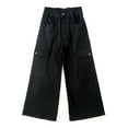 thumbnail image 1 of KIDSCOOL SPACE Various Colors Toddler & Big Child Wide-leg Cargo Jeans, 18M-14T Ribbed Waist Denim Pants,Black,9-10 Years, 1 of 6