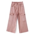 thumbnail image 1 of KIDSCOOL SPACE Various Colors Toddler & Big Child Wide-leg Cargo Jeans, 18M-14T Ribbed Waist Denim Pants,Pink,4-5 Years, 1 of 6