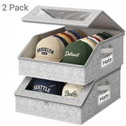 KIDSJOY 2 PCS 2-in-1 Hat Storage Organizer for Baseball Caps and Cowboy Hats Stackable Hat Holder for Closet with Clear Lid, Holds up to 48 Caps, Grey