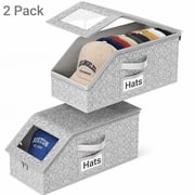 Kidsjoy 2 Pcs Stackable Hat Storage Organizer for Baseball Caps, Holds up to 24 Caps, Closet Hat Holder with Reinforced Cardboard Support, Grey