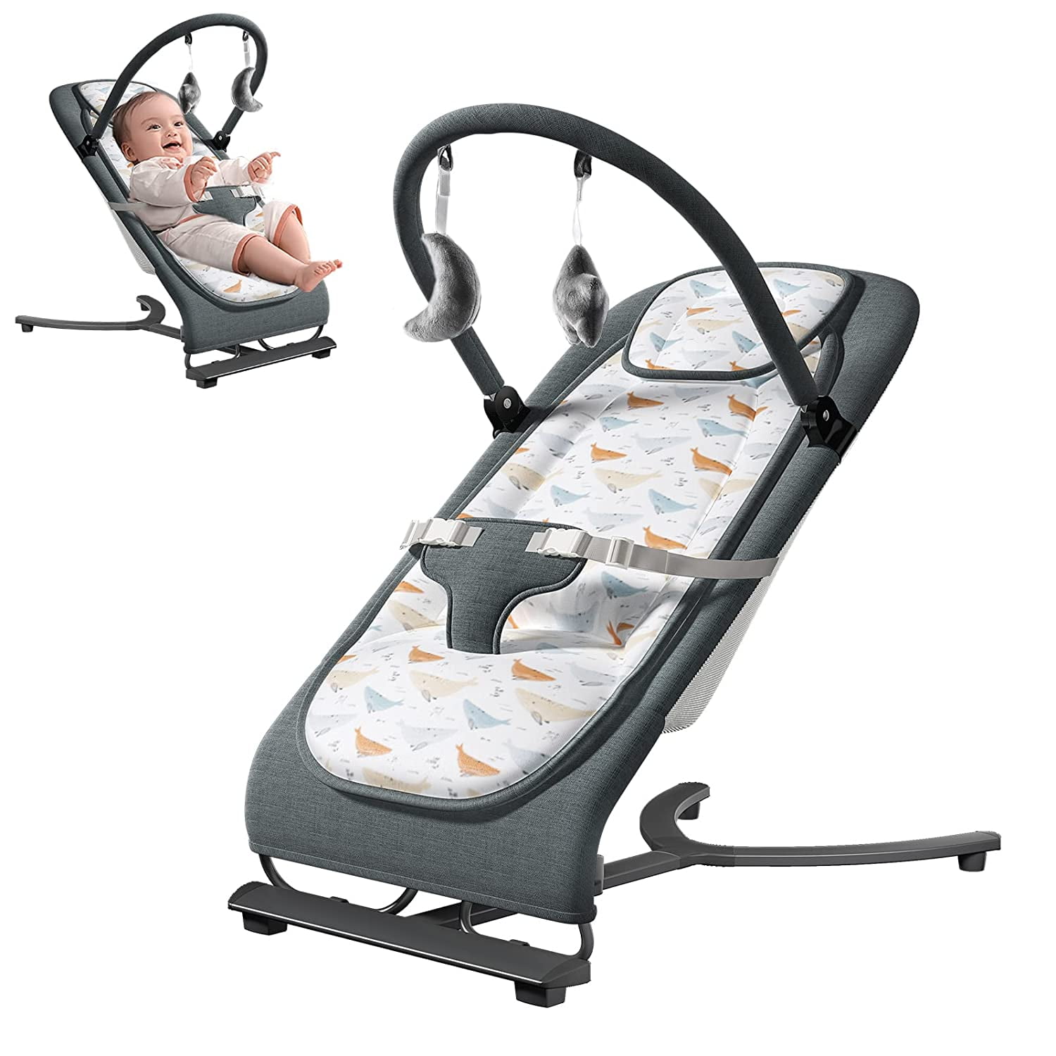 KIDSVIEW Baby Bouncers for Infants Adjustable Baby Bouncer&Rocker for