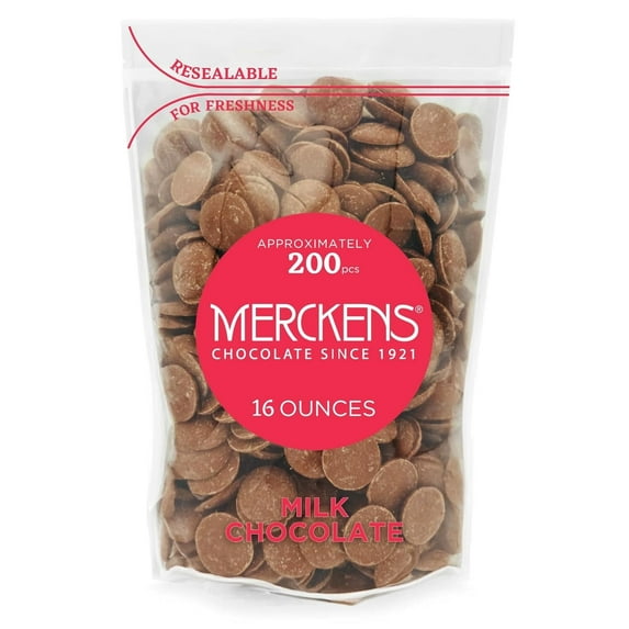 KIDU Milk Merckens Chocolate Melts - Melting Chocolate Candy Melts - Chocolate Melting Wafers 16 Ounces Bulk Perfect For Dipping, Deserts, Baking And More - 1 Pound