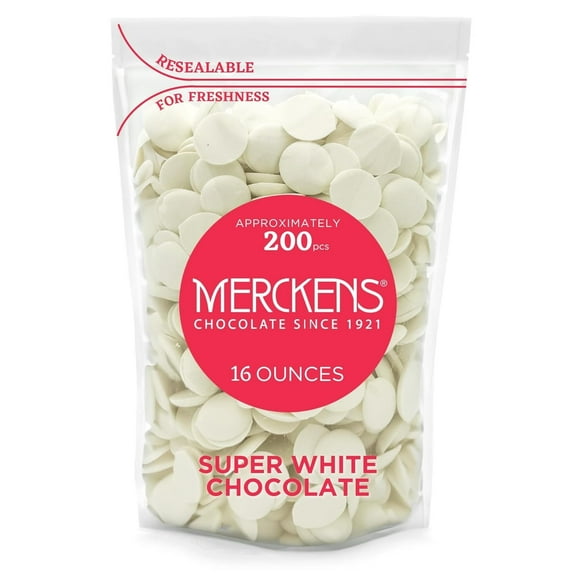 KIDU Super White Merckens Chocolate Melts - Melting Chocolate Candy Melts - Chocolate Melting Wafers 16 Ounces Bulk Perfect For Dipping, Deserts, Baking And More - 1 Pound
