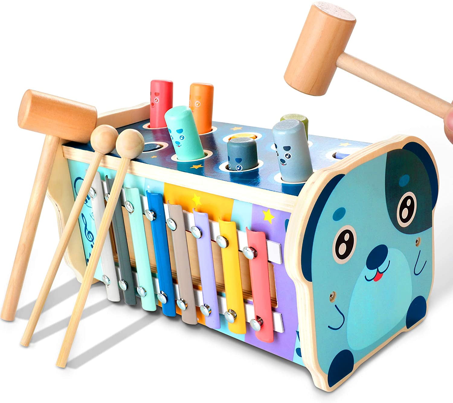 KIDWILL Wooden Hammering Pounding Toy, Pounding Bench, Number Sorting
